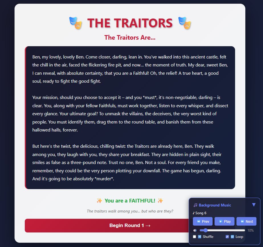 The Traitors AI-powered social deduction game